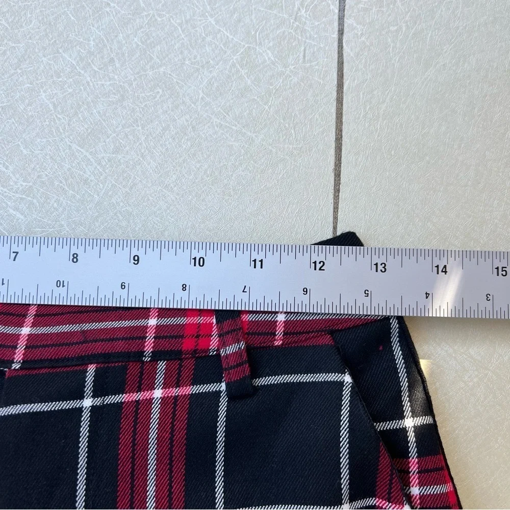 Hot Topic Plaid Pants Women's Small Black & Red Split Leg High Rise Women’s Size - Picture 5 of 8
